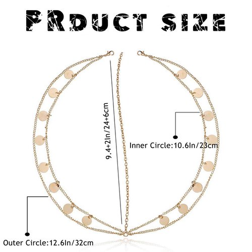 Aceorna Boho Headbands Jewelry Sequins Head Chain Head Piece Layring Hair Pieces Spring Holloween Summer Head Chains Gold Hair Accesories for Women