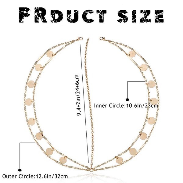 Aceorna Boho Headbands Jewelry Sequins Head Chain Head Piece Layring Hair Pieces Spring Holloween Summer Head Chains Gold Hair Accesories for Women
