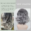 XIUFAXIRUSI XIUFAXIRUSI Medium Grey Wavy Bob Wigs for Women Gray to White Layered Wig Old Lady Synthetic Wig for Daily Party Costume Halloween Use