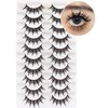 Losha Lashes Spiky False Eyelashes 16mm Wispy Manga Lashes Natural Wet Look 10 Pairs Reusable Fake Eye Lashes Pack (01)