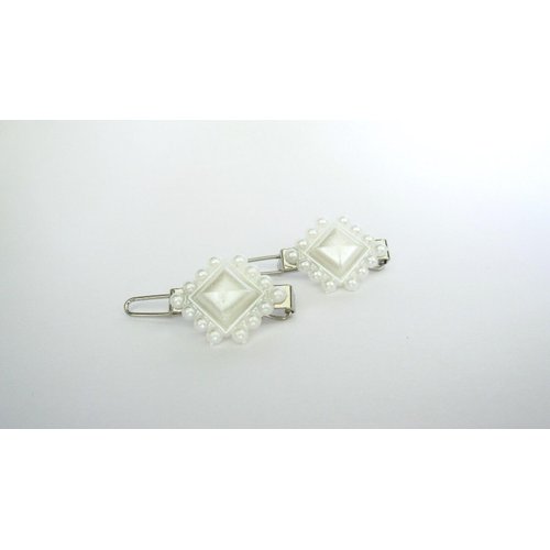 Generic Two small tiny white pearl hair pin clip barrettes fine hair