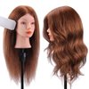 Mannequin Head with 100% Human Hair, TopDirect 18" Dark Brown Real Hair Cosmetology Mannequin Head Hair Styling Hairdressing Practice Training Doll Head with Clamp Holder and Tools