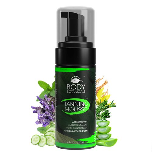 Organic Self-Tanning Mousse - Body Botanicals with Essential Oils & Plant Extracts, Professional Formula Sunless Tanner, Quick Dry, 4oz