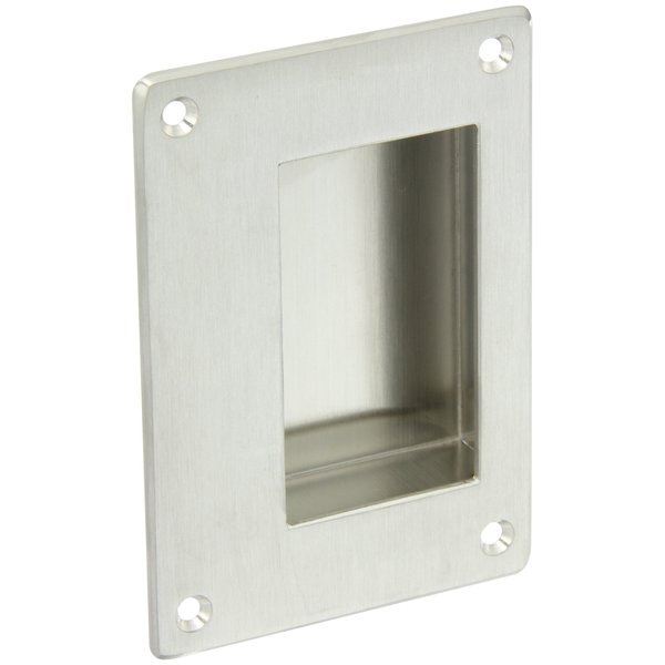 Rockwood 94.32D Stainless Steel Flush Pull, 3-1/2" Width x 5" Height x 7/8" Depth, Satin Finish