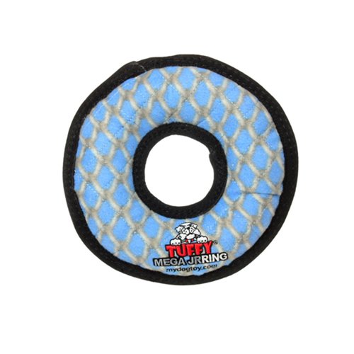 TUFFY - World's Tuffest Soft Dog Toy - MEGA Junior Ring-Chain Link - Squeakers -Multiple Layers. Made Durable, Strong & Tough. Interactive Play (Tug, Toss & Fetch). Machine Washable & Floats.