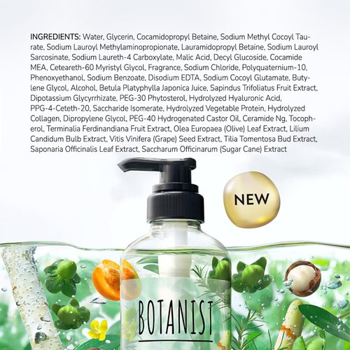 Botanist Japanese Organic & Natural Shampoo for Dry Hair, Hydrating Hair Shampoo with Pump for Women & Men, New Apricot & Jasmine 460mL/16.2 fl Oz