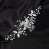 Teyglen Leaf Bride Wedding Hair Comb Silver Leaf Crystal Hair Side Comb Vintage Leaf Rhinestone Headpieces Bridal Pearl Crystal Hair Pieces Wedding Hair Accessories for Women Bride Girls