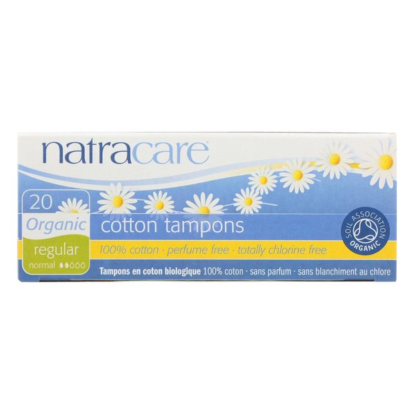 NATRACARE Organic All Cotton - Regular - Non-Applicator Tampons, 20 Count