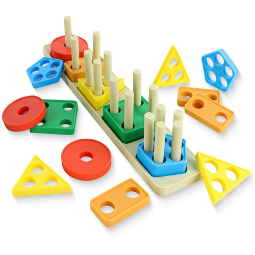 MEZHOBBY Silicone Montessori Toys for 1 to 3-Year-Old Boys Girls Toddlers, Silicone Sorting & Stacking Educational Toys, Color Recognition Stacker Shape Sorter, Learning Puzzles Gift (Bright)