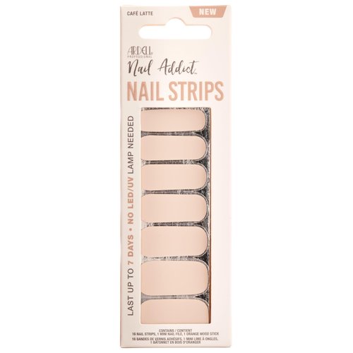 Ardell Nail Addict Nail Strips - Café Latte, No UV lamp Needed, Gel Nail Stickers, Easy Application, Long-Lasting Nail Wraps, 1-Pack