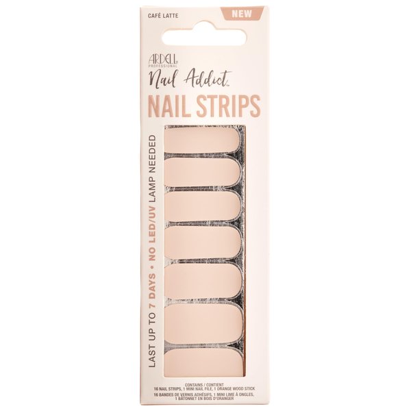 Ardell Nail Addict Nail Strips - Café Latte, No UV lamp Needed, Gel Nail Stickers, Easy Application, Long-Lasting Nail Wraps, 1-Pack