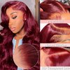Ding Dian 99j Burgundy Lace Front Wigs Human Hair 28 Inch 13x4 Body Wave Lace Front Wigs Human Hair Glueless Wigs Human Hair Pre Plucked Pre Cut Red Lace Front Wigs Human Hair 180 Density for Women