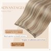 Sunny Hair Beaded Weft Hair Extensions Human Hair 50G Micro Bead Weft Hair Extensions Real Human Hair Straight Weft Hair Extensions with Micro Beads Easy Weft Ash Blonde with Bleach Blonde 20 inch
