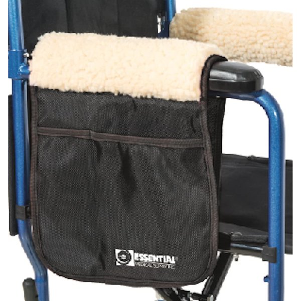 Essential Medical Supply Handi Pouch for Wheelchairs, Scooter and Transport Chair with Fleece Armrests, Black