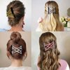 4 Pieces Elastic Hair Comb Clips Magic Stretchy Double Comb Hair Clips for Girls Women Hairstyle Hair Accessories (Silver-Pink,Gold,White,Blue)