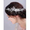 Teyglen Silver Flower Wedding Hair Comb Headband Bridal Pearl Crystal Hair Side Comb Handmade Rhinestone Hair Piece Flower Girl Headpiece Wedding Hair Accessories for Women Bride