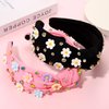 mokkia 2PCS Flower Headband for Women Daisy Floral Headbands Jeweled Spring Summer Headband Accessories Beach Vacation Headwear Outfits Pool Party Favors Gifts (2PC Flower B)