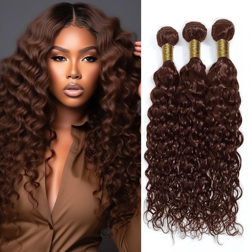 Chocolate Water Wave Hair Bundles Color 4 Human Hair Dark Brown Water Wave Bundles 26 28 30 inch 8a Grade Double Weft Brazilian Remy Hair Extensions Wet and Wavy Bundles Silky Soft