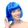 UUYYEO Neon Fancy Dress Wig Cosplay Party Wig Colorful Costume Wig Night Club Wig Straight Synthetic Bob Wig with Mesh Wig Making Cap Elastic Hair Net for Women Girls Blue