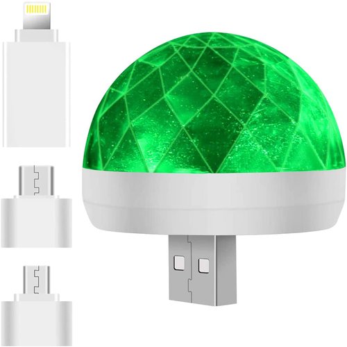 picK-me Mini USB Disco Ball Light, Led Small Magic Ball Control DJ Stage Light, Colorful Strobe RGB Lamp with Adapter, for Christmas/Brithday/Wedding/Club/Karaoke Decorations etc (White)