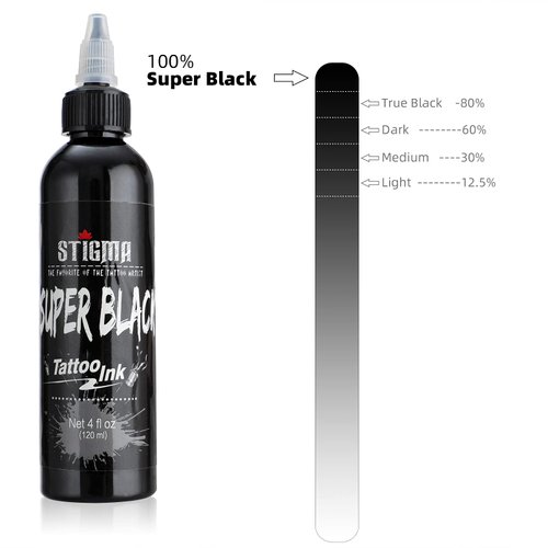 STIGMA Tattoo Ink Black 4 OZ 120ml Lining Black, USA Standard Tattoo Pigment Super Black Color Evenly Vibrant and Bright