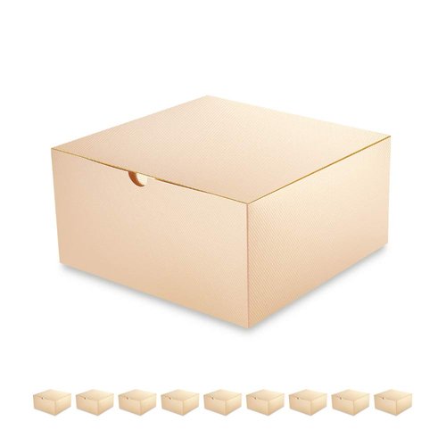 PACKQUEEN Champagne Gold Gift Boxes with Lids 10 Pack 8x8x4 Inches, Parer Bridesmaid Proposal Boxes, Gift Boxes in Bulk for Wedding, Party, Light Weight Gifts