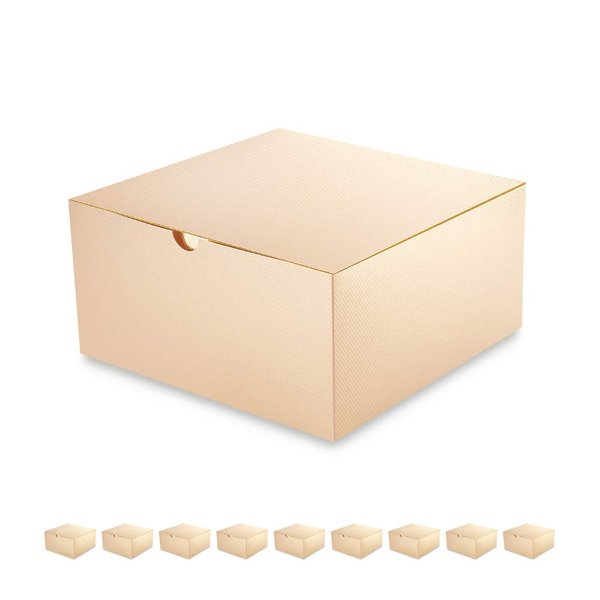 PACKQUEEN Champagne Gold Gift Boxes with Lids 10 Pack 8x8x4 Inches, Parer Bridesmaid Proposal Boxes, Gift Boxes in Bulk for Wedding, Party, Light Weight Gifts