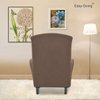 Easy-Going Stretch Wingback Chair Sofa Slipcover 1-Piece Sofa Cover Furniture Protector Couch Soft with Elastic Bottom Spandex Jacquard Fabric Small Checks(Wing Chair,Camel)