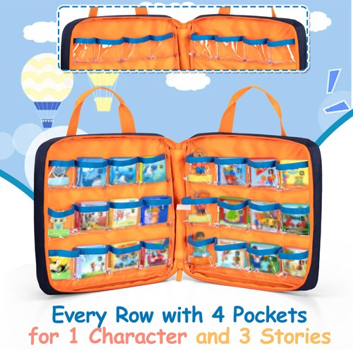 GRAOSO Carrying Case Compatible with Little Tikes Story Dream Machine Books, Hold Up to 8 Characters and 24 Books, Toy Storage Bag for Storybook, Character Collection, Blue (Bag Only)