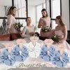 Loanzeg Satin Bridesmaid Scrunchies Bachelorette Hair Ties Set of 6 Bridal Shower No Damage Hairties ideas Gift for Wedding Party Favors Bridesmaid Proposal Gifts (White&Blue)