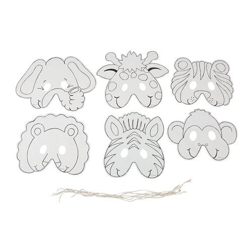 Fun Express Color Your Own Zoo Animal Masks - 12 Make Animal Faces Arts & Crafts Jungle Safari Party Zoo Animal Birthday Party - Kids Crafts Activities DIY Party favors - Dress Kids Home Activities