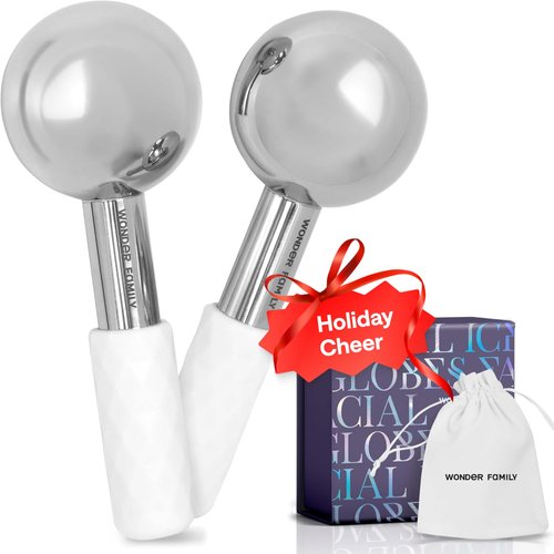 Ice Globes for Face - Ice Roller for Face & Puffy Eyes - Ice Face Roller - Cryo Sticks for Face Beauty - Face Ice Roller for Eyes - Facial Ice Globes for Facials - Cryotherapy Silver Facial Globes