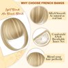 Wodelanle Bangs Hair Clip in Bangs, Fake Bangs Natrual Clip in Hair Extensions, Easy to Use Faux Bangs Clip on Bangs Blonde, French Bangs Fringe with Temples Hairpieces Curved Bangs for Daily Wear