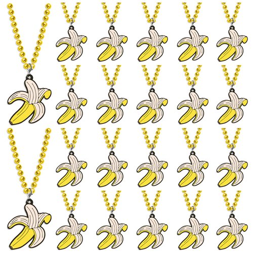 KeeStar 24 Pack Banana Necklace Party Favors for Fruit Themed Baby Shower, Birthday Party Goodie Bag Fillers，School Carnival Rewards, Photography Props, Home Decorations, Classroom Prize