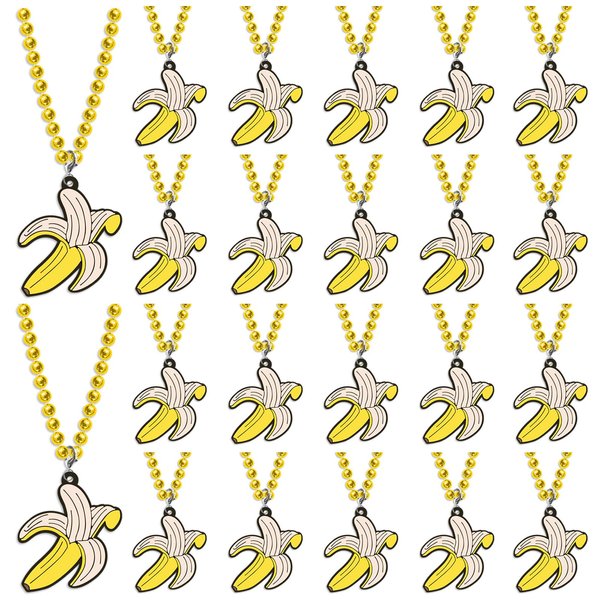 KeeStar 24 Pack Banana Necklace Party Favors for Fruit Themed Baby Shower, Birthday Party Goodie Bag Fillers，School Carnival Rewards, Photography Props, Home Decorations, Classroom Prize