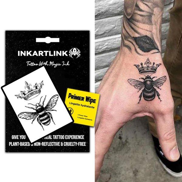 INKARTLINK Temporary Tattoos, Semi Permanent Tattoos Adult Art Designs Waterproof Temporary Tattoos Party Favors Tattoo Stickers Realistic, No Adhesive, Lasts 1-2 Weeks (Queen Bee)