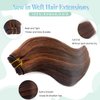 Sew in Hair Extensions Real Human Hair,Hand Tied Weft Hair Extensions Human Hair Bundles 18 Inch 100G Dark Brown Balayage Auburn Brown Hair Extensions Real Human Hair Weft Sew in Hair Extensions