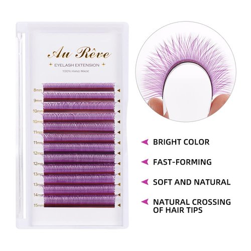Y Lashes Extensions Colored YY Lashes Premade Fans Purple Eyelash Extensions D Curl 0.07mm 8-15mm Mixed Tray Y Shape Easy Fan Volume Lashes Supplies (YY-0.07-D,Light Purple)