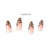GoldFinger Trendy False Nails Kit, Long Almond Shape Design Nail, Elegant Nude Stripes Print, Ready to Wear Gel & Manicure Stick included, Long-Lasting Convenient & Easy to Apply