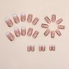 24 Pcs Nude Pink Press on Nails Medium Square - YEFIUO Glitter Fake Nails with Gold Swirl Designs Glue on Nails for Women Full Cover Glitter Sequins Acrylic Artificial False Glue on Nail for Festival