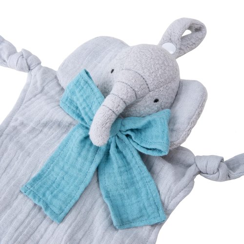 Organic Cotton Stuffed Animal Rattle Baby Toys, Organic Elephant Cuddle Cloth & Organic Musical Elephant Plush Toy Set for Newborns Infant Boys Girls, 2 PCS
