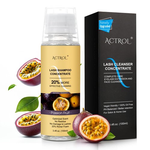ACTROL Eyelash Shampoo Concentrate 100ml Lash Cleanser Concentrate Lash Wash Concentrate Upgrade Shampoo for Lashes DIY Eyelash Extensions Shampoo Passion Fruit