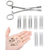 Vsnnsns Triangle Slotted Locking Forceps Piercing Clamps Tools with 10G 12G 13G 14G 16G 18G 20G Piercing Needles for Eyebrow Ear Lip Navel Tongue Nose Septum Piercing Rings 25Pcs