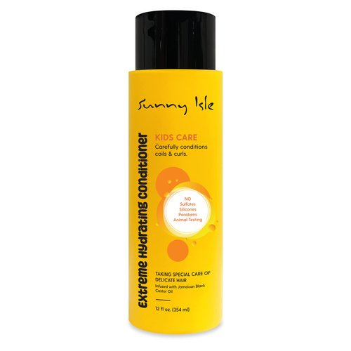 Sunny Isle Kids Care Extreme Hydrating Conditioner 12oz | Gentle Care Conditioner for Children's Coils, Waves & Curls | Infused with Jamaican Black Castor Oil | Paraben FREE