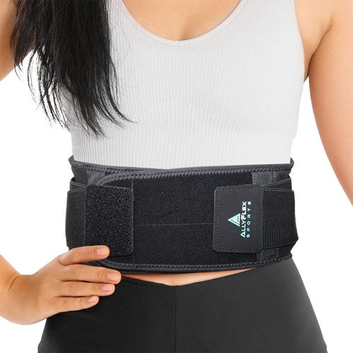 AllyFlex Sports - Back Brace for Lower Back Pain, Back Support Belts with Adjustable Strap, Breathable Lumbar Support Belt with 3D Lumbar Pads, Slim Fit Lumbar Brace, X-Small to Small