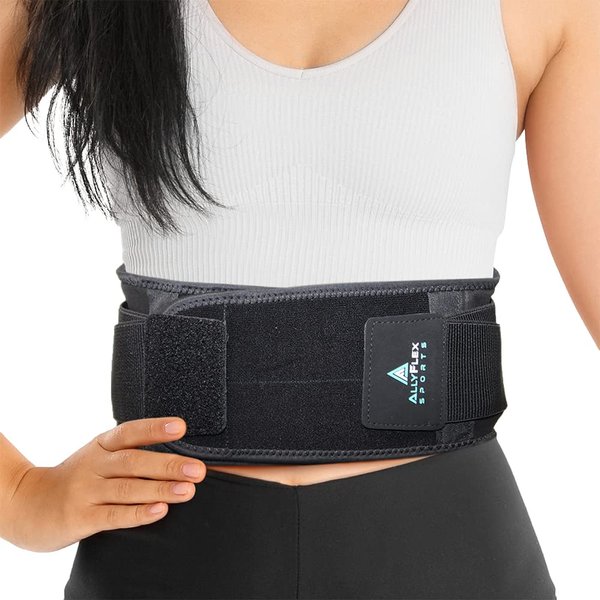 AllyFlex Sports - Back Brace for Lower Back Pain, Back Support Belts with Adjustable Strap, Breathable Lumbar Support Belt with 3D Lumbar Pads, Slim Fit Lumbar Brace, X-Small to Small