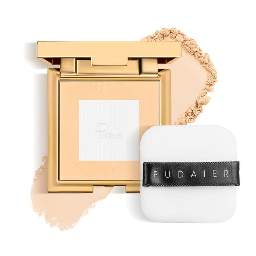 Matte Setting Powder, Color Correcting Pressed Powder with Puff, Long Lasting Face Baked Setting Powder for Makeup, Lightweight, Minimize Pores, Natural Coverage, Cruelty Free & Vegan, 0.35oz