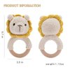 Wooden Baby Rattle Crochet Lion Baby Toys Handmade Newborn Toy Early Development Grips Stuffed Animal Organic Rattle
