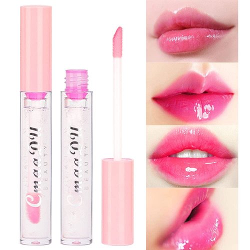 BINGBRUSH 2 Pcs Color Changing Lip Gloss Lip Oil Tinted, Pink Magic Mood Lipstick,Temperature Color Change Lip Stain Lip Balm, Longlasting Lips Will Not Dry Out