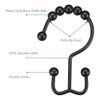 DAWNER Shower Curtain Hooks Rings, Rust Proof Hooks, Metal Easy Glide Double Shower Rings Hooks, Stainless Steel Shower Curtain Hangers for Bathroom Shower Curtains, Set of 12 Hooks, Matte Black